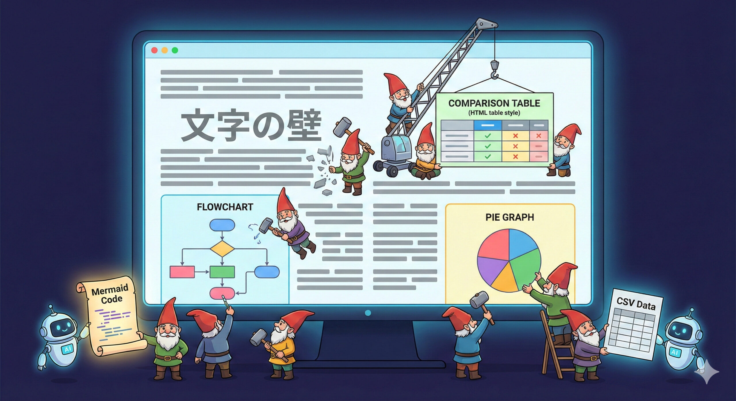 記事が文字だらけになっていませんか？AIで「図解・比較表」を1分で作って、読者の離脱を食い止める方法